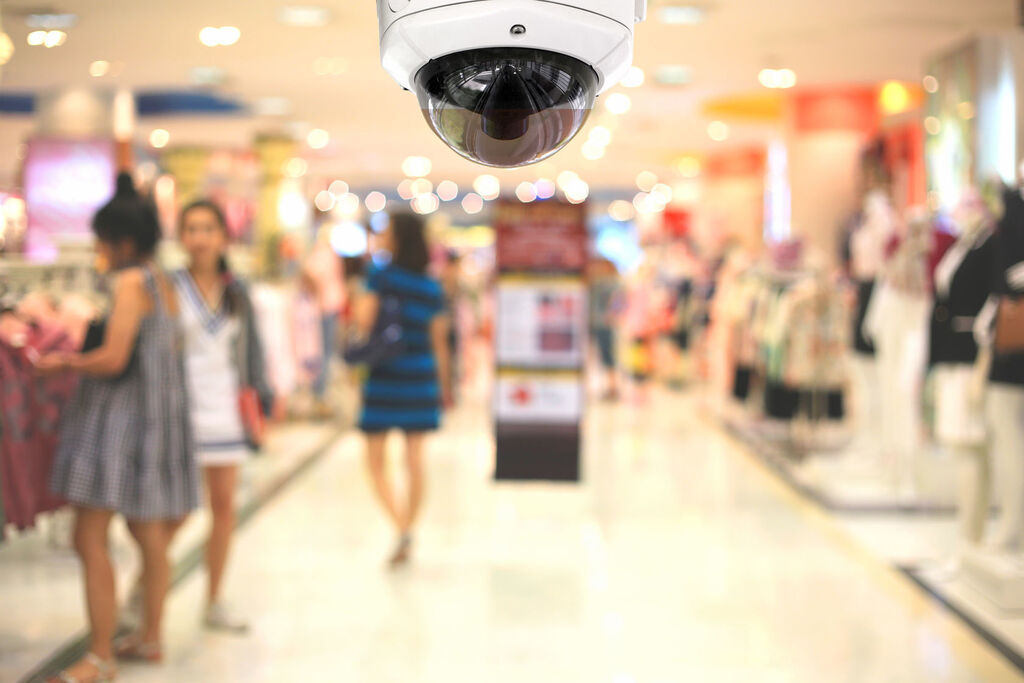 CCTV camera spy on the shopping mall.